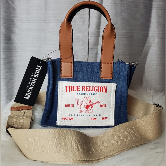 True Religion Handbags - TRUE RELIGION navy blue ombre denim mini tote crossbody bag